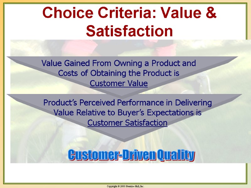Choice Criteria: Value & Satisfaction Customer-Driven Quality